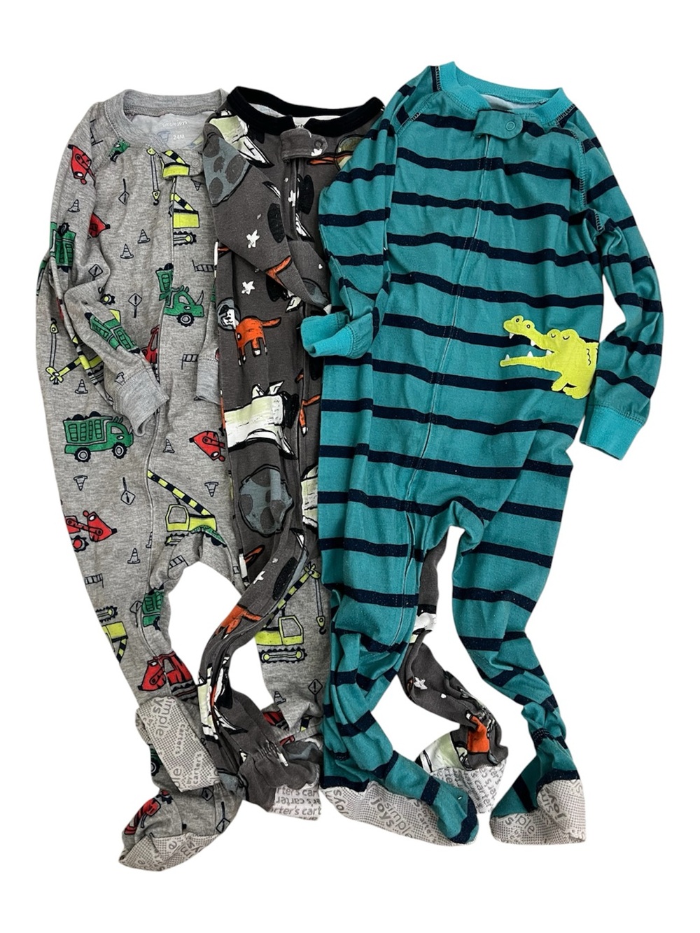 Carter’s Simple Joy’s 3 Pack Bundle Footed Zipper One Piece Pajamas 24 Months